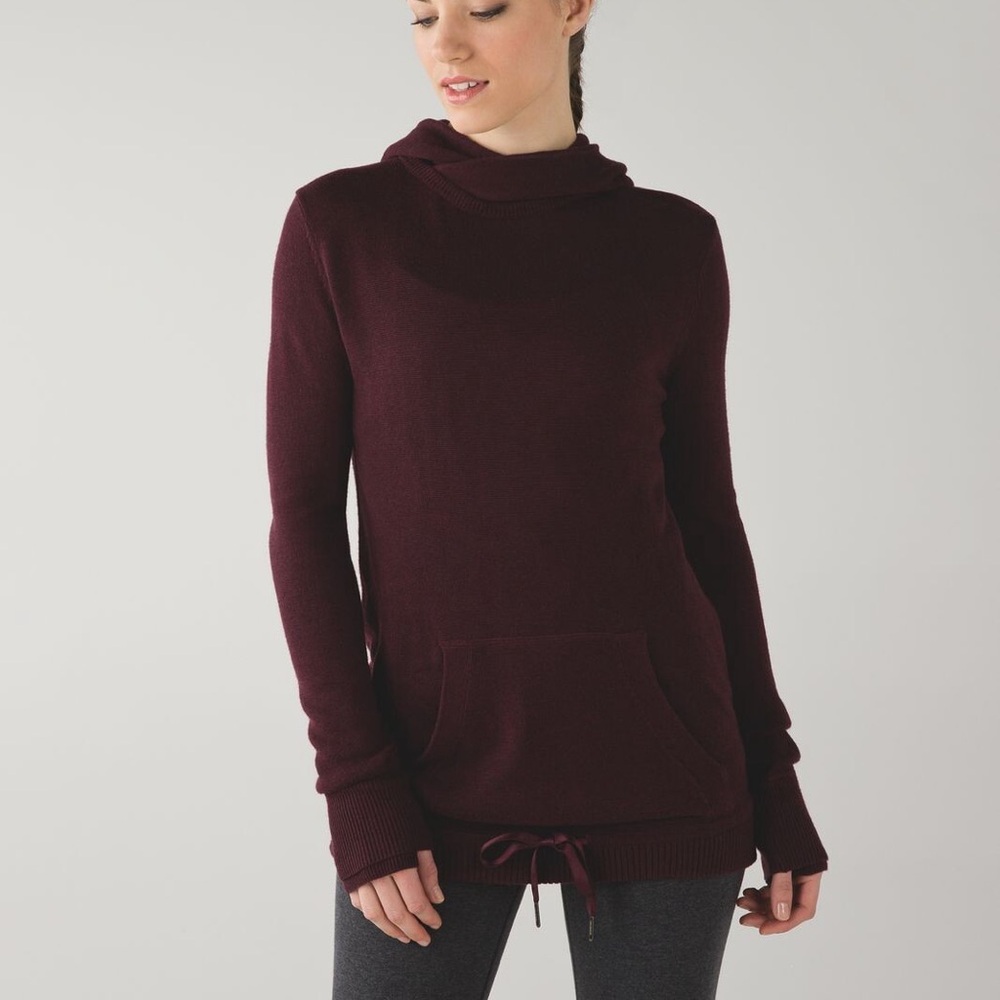 LULULEMON Sweet Savasana Pullover Hoodie Deep Burgundy Cowl Neck Sweater w Hood